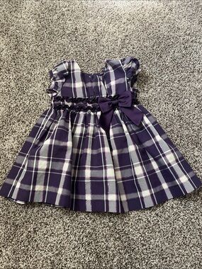 Baby Girl Purple Plaid Bow Dress Size 12 Month